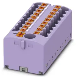 Distribution block, push-in connection, 0.14-4.0 mm², 19 pole, 24 A, 6 kV, purple, 3273390