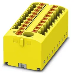 Distribution block, push-in connection, 0.14-4.0 mm², 19 pole, 24 A, 6 kV, yellow, 3273380