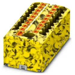 Distribution block, push-in connection, 0.14-4.0 mm², 19 pole, 24 A, 6 kV, yellow/black, 3273394