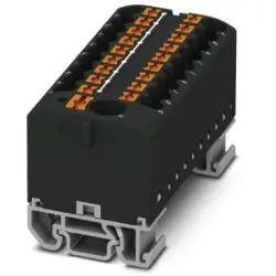 Distribution block, push-in connection, 0.14-4.0 mm², 19 pole, 24 A, 8 kV, black, 3274224