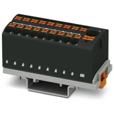 Distribution block, push-in connection, 0.14-4.0 mm², 19 pole, 24 A, 8 kV, black, 3273124 - 1