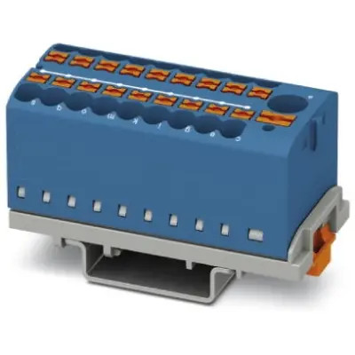 Distribution block, push-in connection, 0.14-4.0 mm², 19 pole, 24 A, 8 kV, blue, 3273112 - 1
