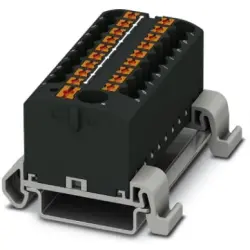 Distribution block, push-in connection, 0.14-4.0 mm², 19 pole, 24 A, 8 kV, black, 3273256