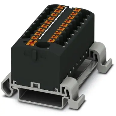 Distribution block, push-in connection, 0.14-4.0 mm², 19 pole, 24 A, 8 kV, black, 3273256 - 1