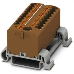 Distribution block, push-in connection, 0.14-4.0 mm², 19 pole, 24 A, 8 kV, brown, 3273252