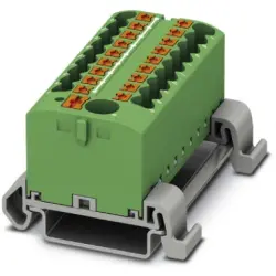 Distribution block, push-in connection, 0.14-4.0 mm², 19 pole, 24 A, 8 kV, green, 3273250
