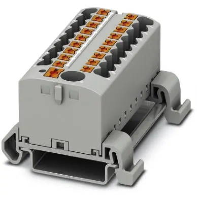 Distribution block, push-in connection, 0.14-4.0 mm², 19 pole, 24 A, 8 kV, gray, 3273242 - 1