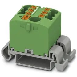 Distribution block, push-in connection, 0.14-4.0 mm², 7 pole, 24 A, 8 kV, green, 3273206