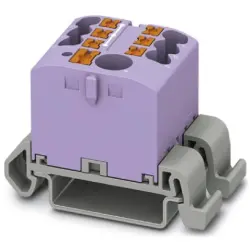 Distribution block, push-in connection, 0.14-4.0 mm², 7 pole, 24 A, 8 kV, purple, 3273214