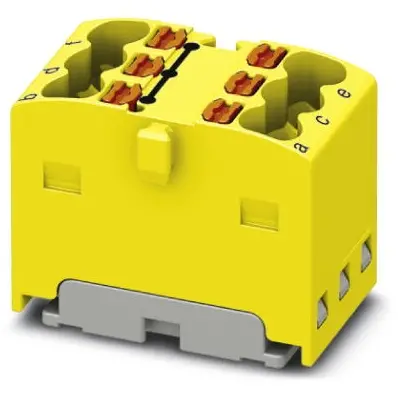 Distribution block, push-in connection, 0.14-2.5 mm², 6 pole, 17.5 A, 6 kV, yellow, 3002768 - 1