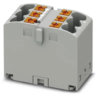 Distribution block, push-in connection, 0.14-4.0 mm², 6 pole, 24 A, 6 kV, gray, 3273264 - 1