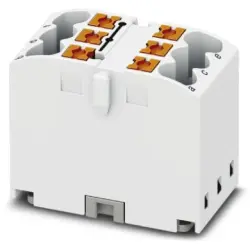 Distribution block, push-in connection, 0.14-4.0 mm², 6 pole, 24 A, 6 kV, white, 3273276