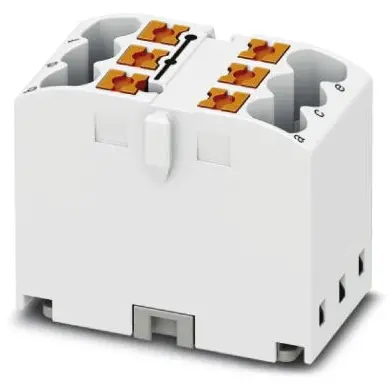Distribution block, push-in connection, 0.14-4.0 mm², 6 pole, 24 A, 6 kV, white, 3273276 - 1
