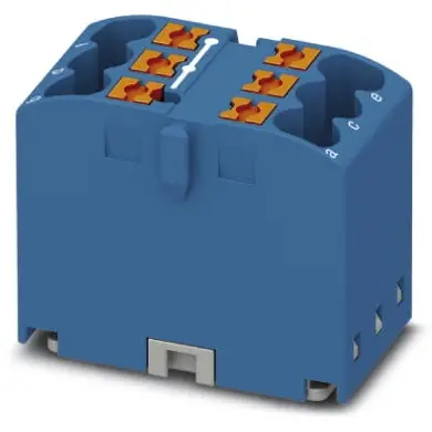 Distribution block, push-in connection, 0.14-4.0 mm², 6 pole, 24 A, 6 kV, blue, 3273396 - 1