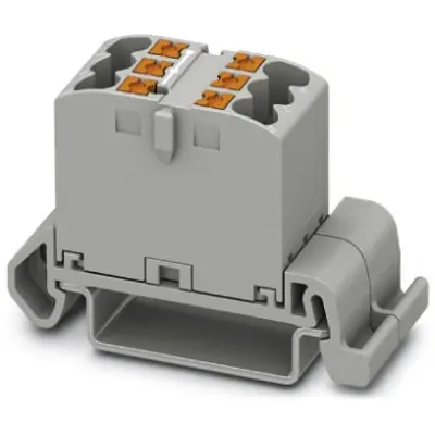 Distribution block, push-in connection, 0.14-4.0 mm², 6 pole, 24 A, 8 kV, gray, 3273132 - 1