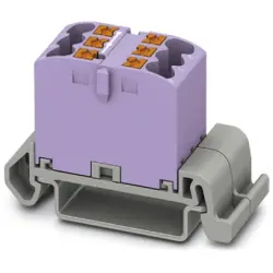 Distribution block, push-in connection, 0.14-4.0 mm², 6 pole, 24 A, 8 kV, purple, 3273148