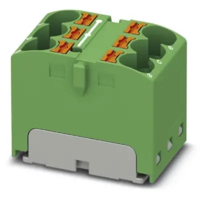 Distribution block, push-in connection, 0.2-6.0 mm², 6 pole, 32 A, 6 kV, green, 3273798 - 1