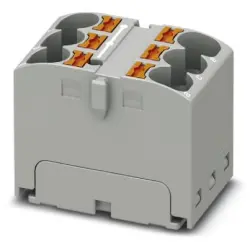 Distribution block, push-in connection, 0.2-6.0 mm², 6 pole, 32 A, 6 kV, gray, 3273790