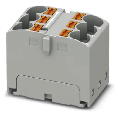 Distribution block, push-in connection, 0.2-6.0 mm², 6 pole, 32 A, 6 kV, gray, 3273790 - 1