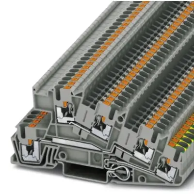 Protective conductor terminal, push-in connection, 0.14-4.0 mm², 5 pole, 24 A, 6 kV, gray, 3213949 - 1