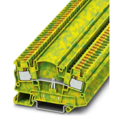 Protective conductor terminal, push-in connection, 0.2-6.0 mm², 2 pole, 6 kV, yellow/green, 3212154 - 1