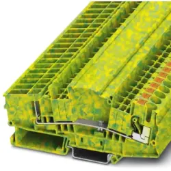 Protective conductor terminal, push-in connection, 0.5-10 mm², 2 pole, 6 kV, yellow/green, 3212302