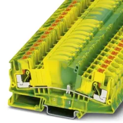 Protective conductor terminal, push-in connection, 0.5-10 mm², 2 pole, 6 kV, yellow/green, 3212196