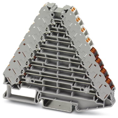 Shunting distributor, push-in connection, 0.14-2.5 mm², 2 pole, 8 A, 4 kV, gray, 3270133 - 1