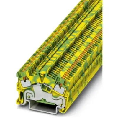 Protective conductor terminal, push-in connection, 0.14-1.5 mm², 2 pole, 6 kV, yellow/green, 3214563 - 1