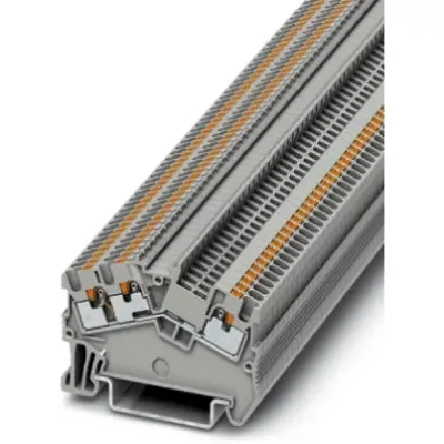 Through terminal block, push-in connection, 0.14-1.5 mm², 3 pole, 17.5 A, 6 kV, gray, 3214589 - 1