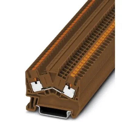Through terminal block, push-in connection, 0.14-4.0 mm², 2 pole, 24 A, 8 kV, brown, 1037085 - 1
