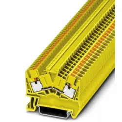 Through terminal block, push-in connection, 0.14-4.0 mm², 2 pole, 24 A, 8 kV, yellow, 1037084