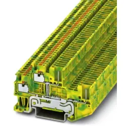 Protective conductor double level terminal, push-in connection, 0.14-1.5 mm², 4 pole, 6 kV, green, 3212455