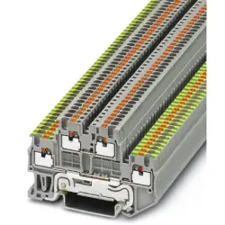 Protective conductor double level terminal, push-in connection, 0.14-1.5 mm², 16 A, 6 kV, gray, 3208553