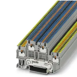Protective conductor double level terminal, push-in connection, 0.14-1.5 mm², 16 A, 6 kV, gray, 3208566