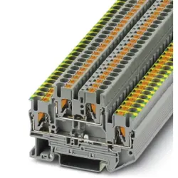 Protective conductor double level terminal, push-in connection, 0.14-4.0 mm², 4 pole, 24 A, 6 kV, gray, 3210978