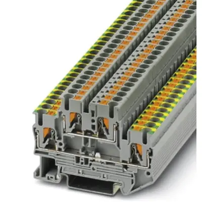 Protective conductor double level terminal, push-in connection, 0.14-4.0 mm², 4 pole, 24 A, 6 kV, gray, 3210978 - 1