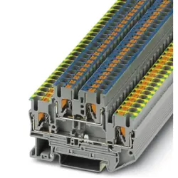 Protective conductor double level terminal, push-in connection, 0.14-4.0 mm², 4 pole, 24 A, 6 kV, gray, 3210981