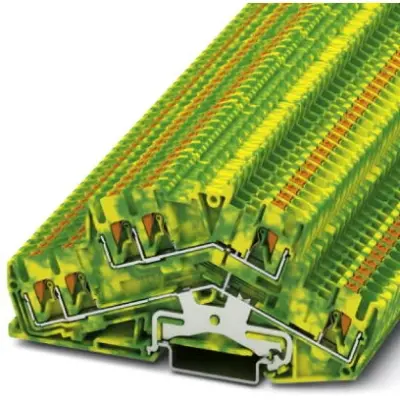 Double level terminal, push-in connection, 0.14-4.0 mm², 6 pole, 8 kV, yellow/green, 3210602 - 1