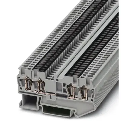 Through terminal block, spring balancer connection, 0.08-1.5 mm², 2 pole, 17.5 A, 6 kV, gray, 3038600 - 1
