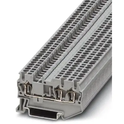 Through terminal block, spring balancer connection, 0.08-1.5 mm², 3 pole, 17.5 A, 6 kV, gray, 3031128 - 1