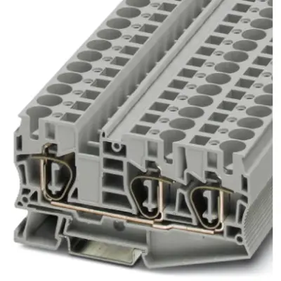 Through terminal block, spring balancer connection, 0.2-16 mm², 3 pole, 57 A, 8 kV, gray, 3035288 - 1