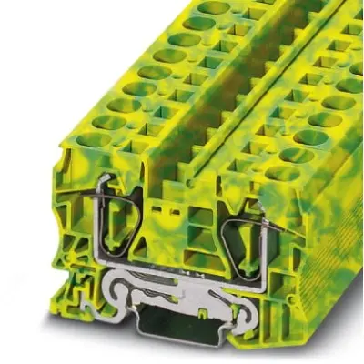 Protective conductor terminal, spring balancer connection, 0.2-25 mm², 2 pole, 8 kV, yellow/green, 3036165 - 1