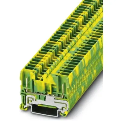 Protective conductor terminal, spring-cage/plug-in connection, 0.08-4.0 mm², 2 pole, 6 kV, yellow/green, 3042146 - 1