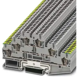 Protective conductor terminal, spring balancer connection, 0.08-4.0 mm², 6 pole, 22 A, 6 kV, gray, 3036097
