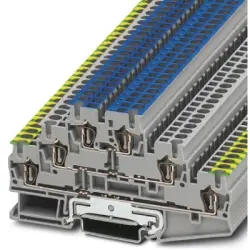 Protective conductor terminal, spring balancer connection, 0.08-4.0 mm², 6 pole, 22 A, 6 kV, gray, 3036084
