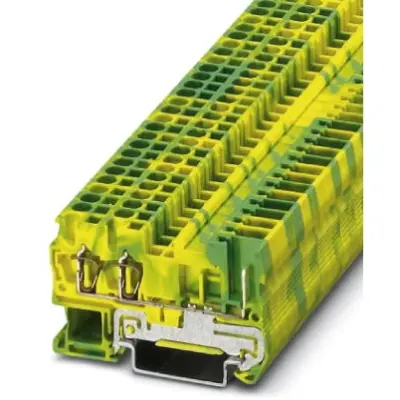 Protective conductor terminal, spring-cage/plug-in connection, 0.08-4.0 mm², 3 pole, 6 kV, yellow/green, 3042120 - 1
