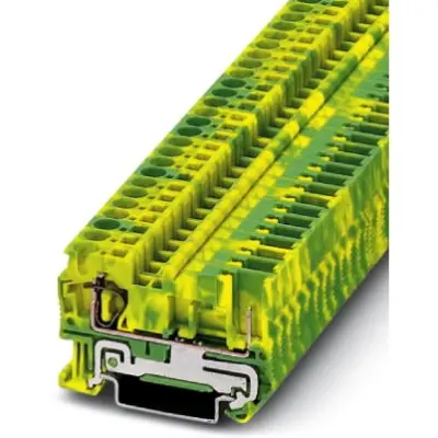 Protective conductor terminal, spring-cage/plug-in connection, 0.08-6.0 mm², 2 pole, 6 kV, yellow/green, 3042722 - 1