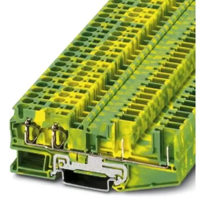 Protective conductor terminal, spring-cage/plug-in connection, 0.08-6.0 mm², 4 pole, 6 kV, yellow/green, 3042858 - 1