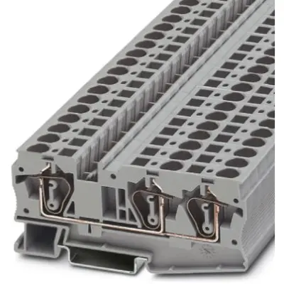 Through terminal block, spring balancer connection, 0.2-10 mm², 3 pole, 41 A, 8 kV, gray, 3036466 - 1